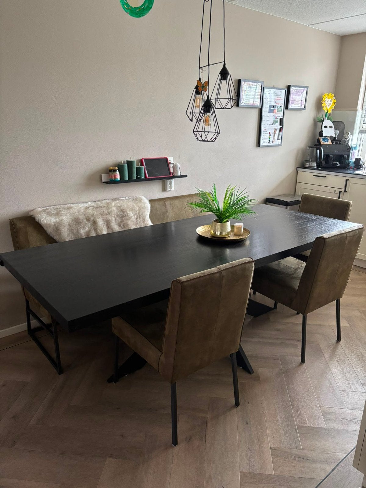Zwarte Richmond eettafel met X-poten, Huis en Inrichting, Tafels | Eettafels, Gebruikt, 100 tot 150 cm, 200 cm of meer, Modern