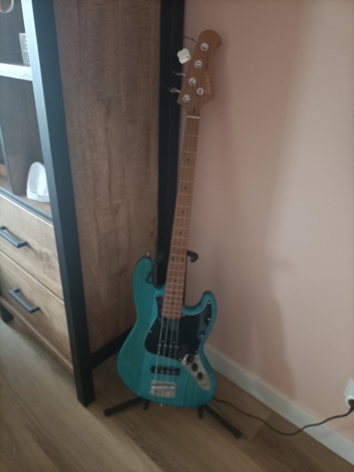 Stijlvolle turquoise basgitaar van Fazley, Ophalen, Zo goed als nieuw, Elektrisch