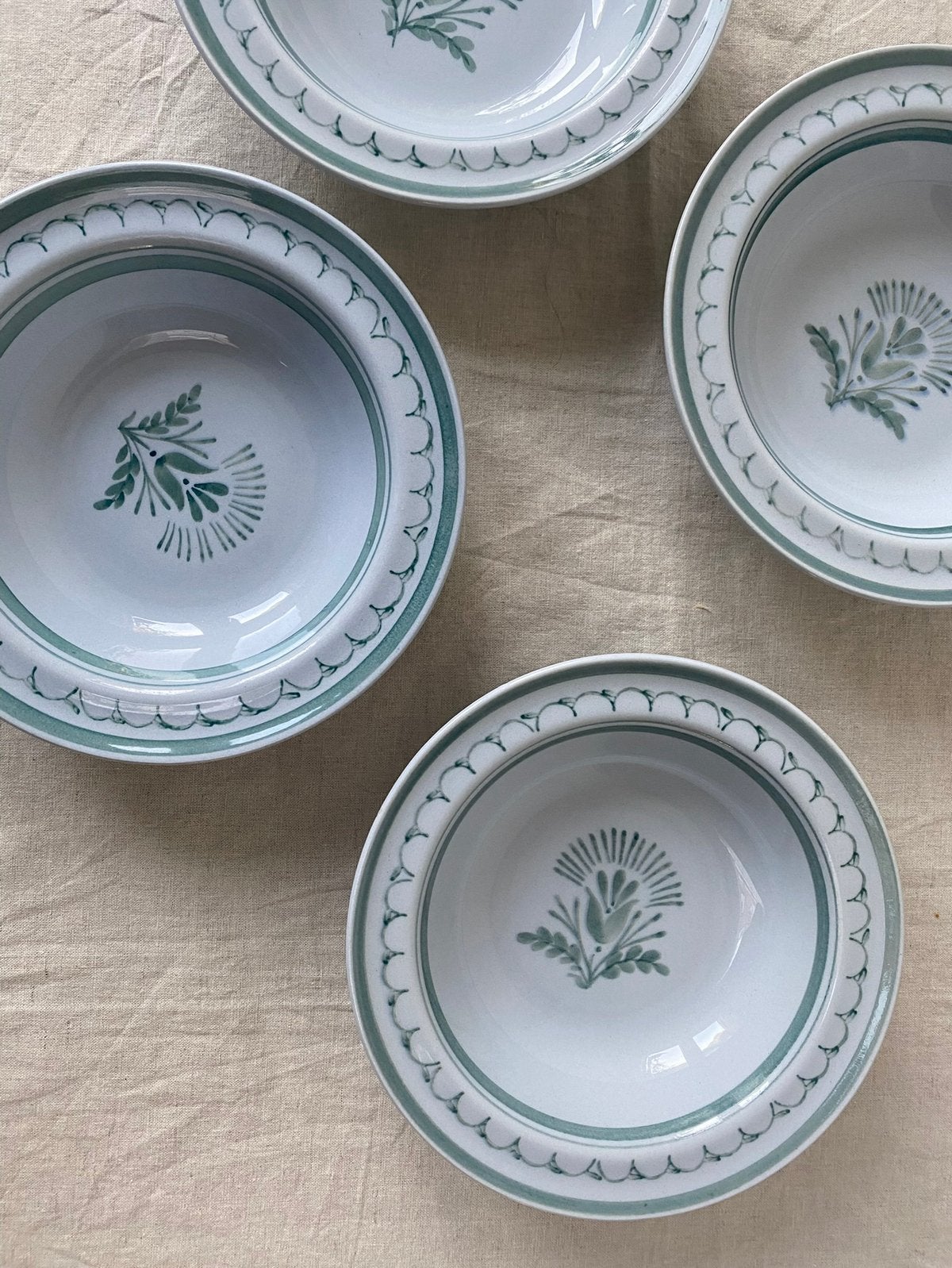 4X Arabia finland Green Thistle soup plate, Ophalen of Verzenden