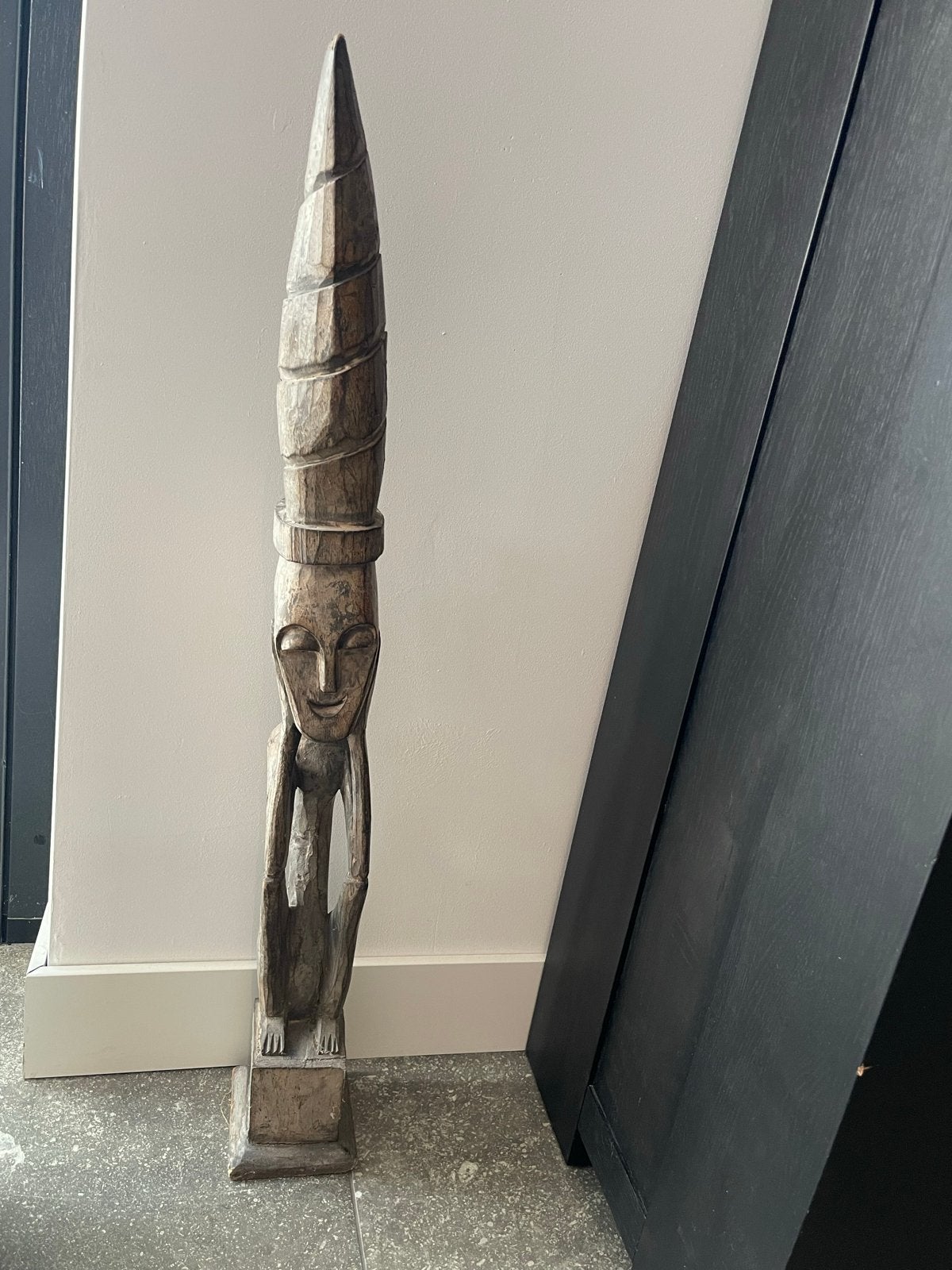 Houten Afrikaans Beeld - Sober Landelijke Decoratie, Ophalen of Verzenden, Beeld, Hout, Bruin