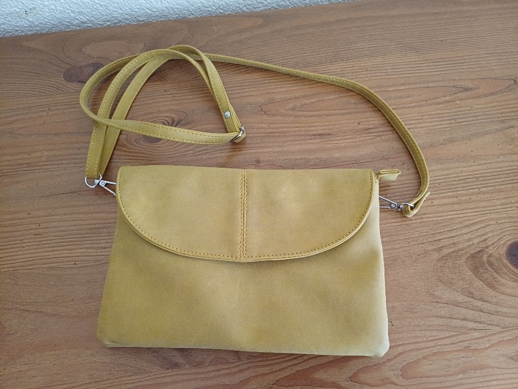Dames schoudertas mosterdgeel, Ophalen of Verzenden, Zo goed als nieuw, Geel, Handtas