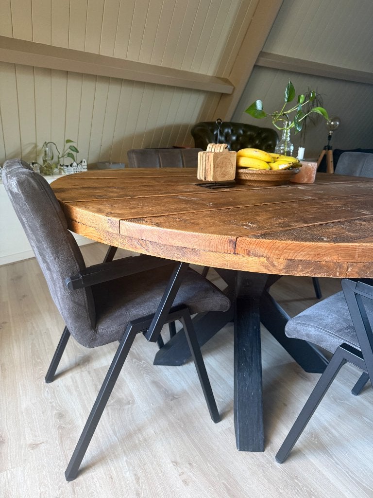 Complete eetset | ronde eettafel 160 cm + 4x design stoel, Huis en Inrichting, Tafels | Eettafels, Ophalen, 150 tot 200 cm, Rond
