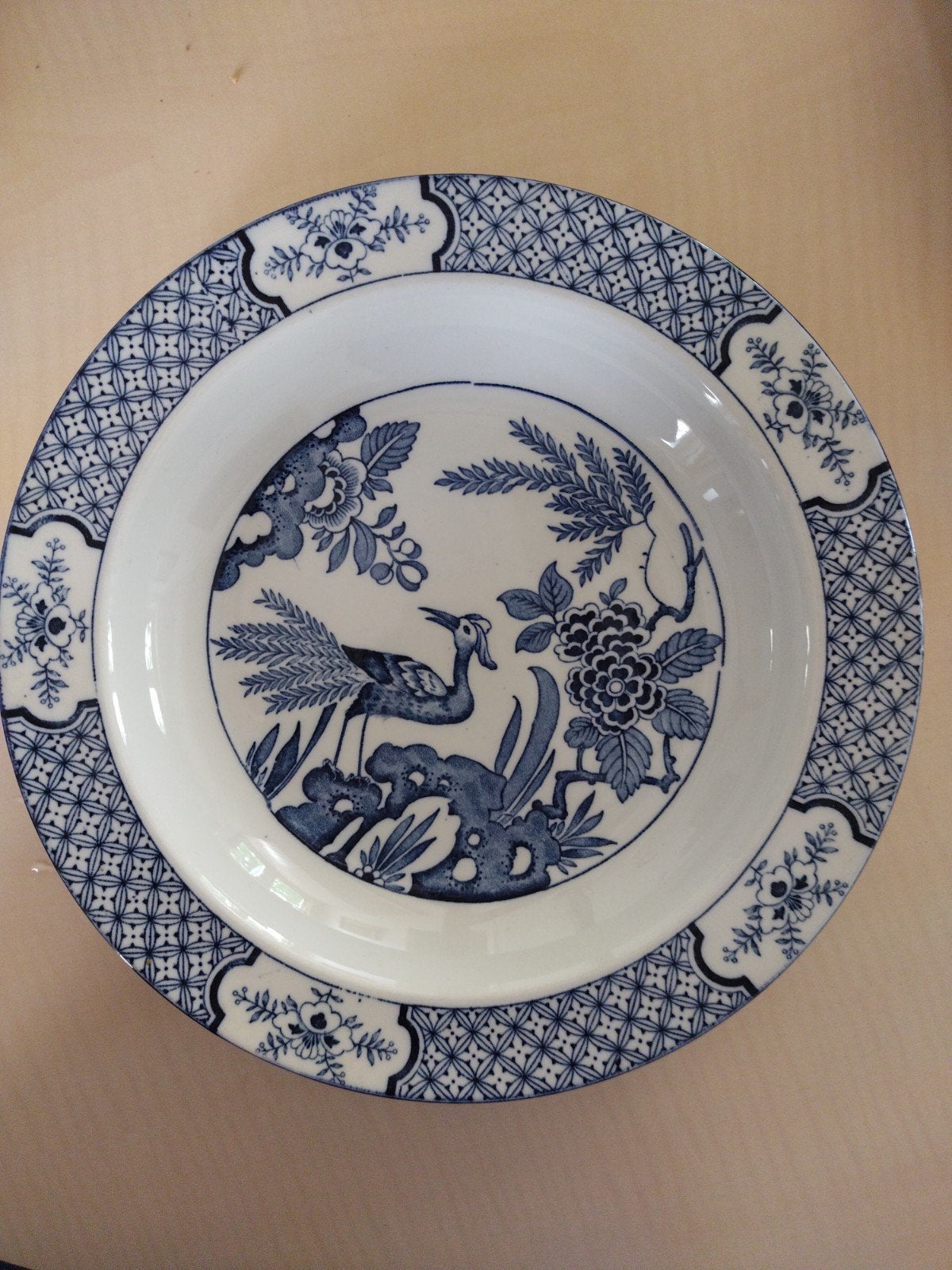 Antiek Wood & Sons Yuan Blauw Wit Bord - Made in England, Ophalen of Verzenden