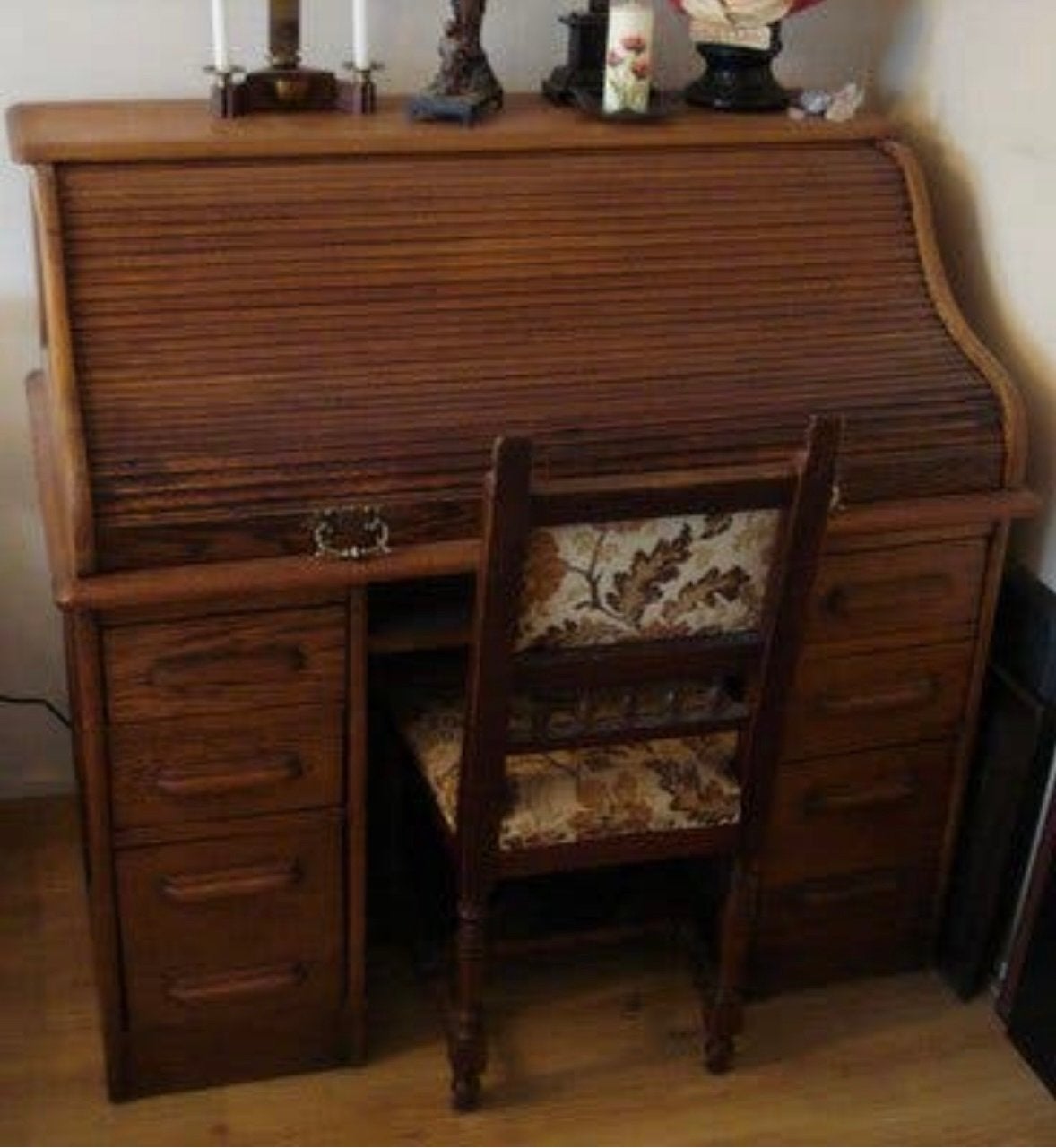 Antieke Eikenhouten Rolluikbureau, Huis en Inrichting, Ophalen of Verzenden, Gebruikt
