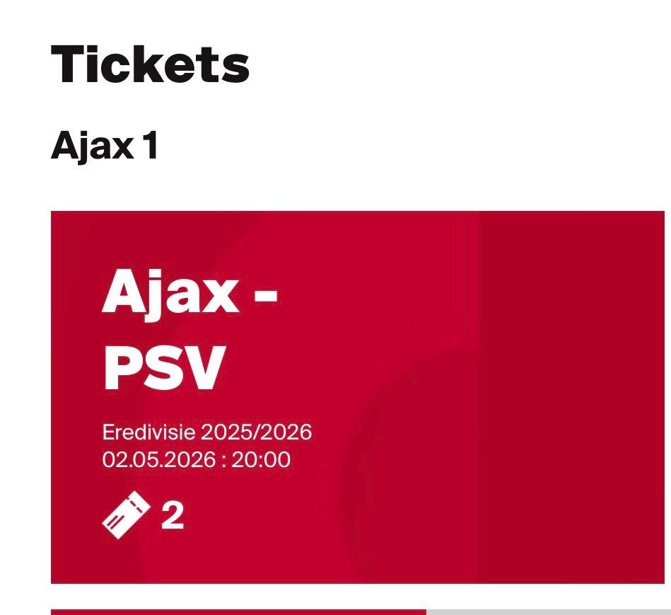 1 kaart ajax psv vak 112, Eén persoon, Februari