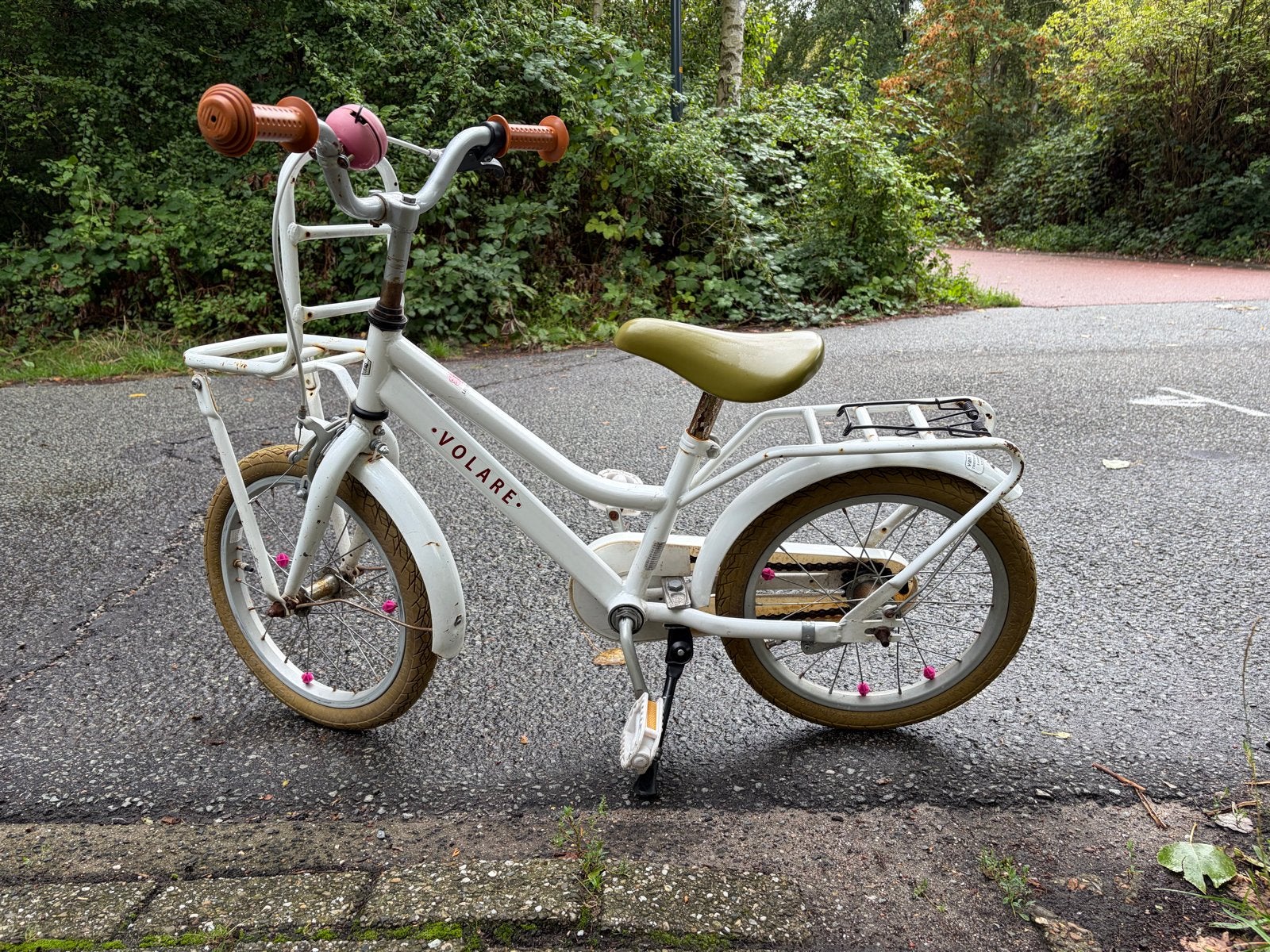Volare kinderfiets wit - 16 inch, Ophalen, Gebruikt, Terugtraprem, 16 tot 20 inch