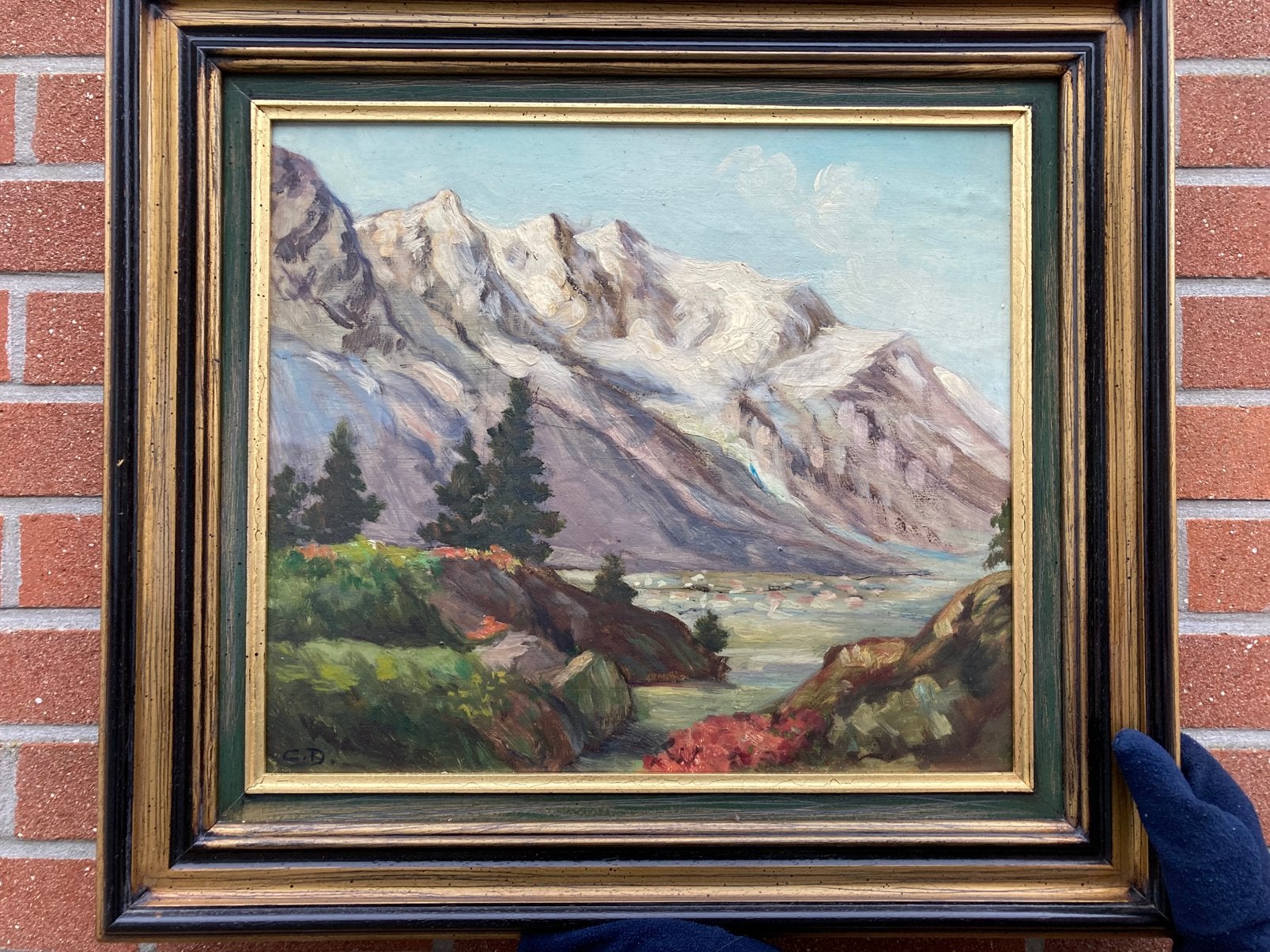 Mooi berglandschap, Ophalen, Paneel, Gesigneerd, Landschap