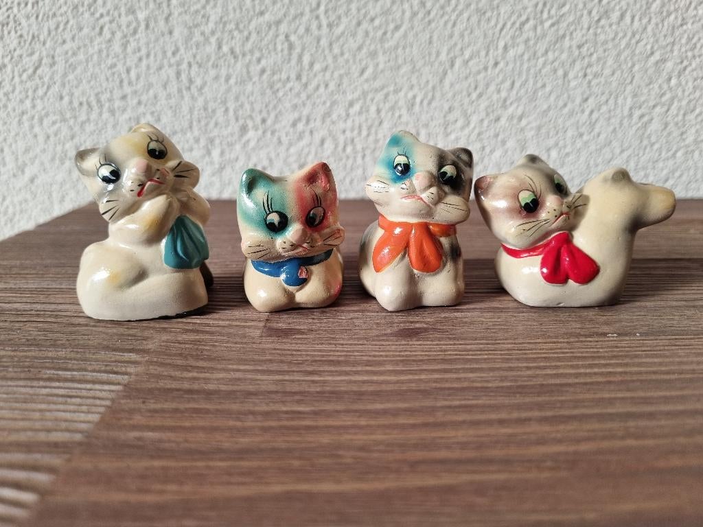 Prachtige Zeldzame Vintage Katten Poes Puntenslijpers Hout, Verzenden