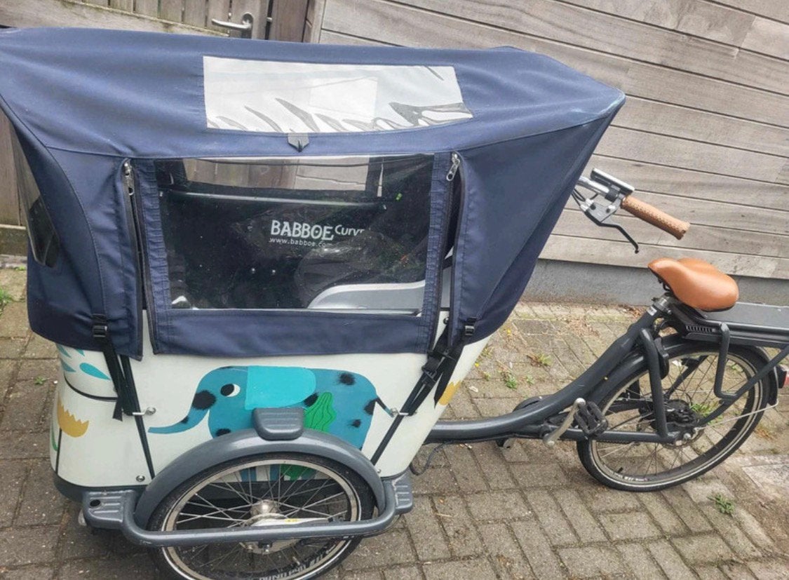Babboe E Curve special edition, Fietsen en Brommers, Fietsen | Bakfietsen, 4 kinderen of meer, Huif, Zo goed als nieuw, Trommelrem
