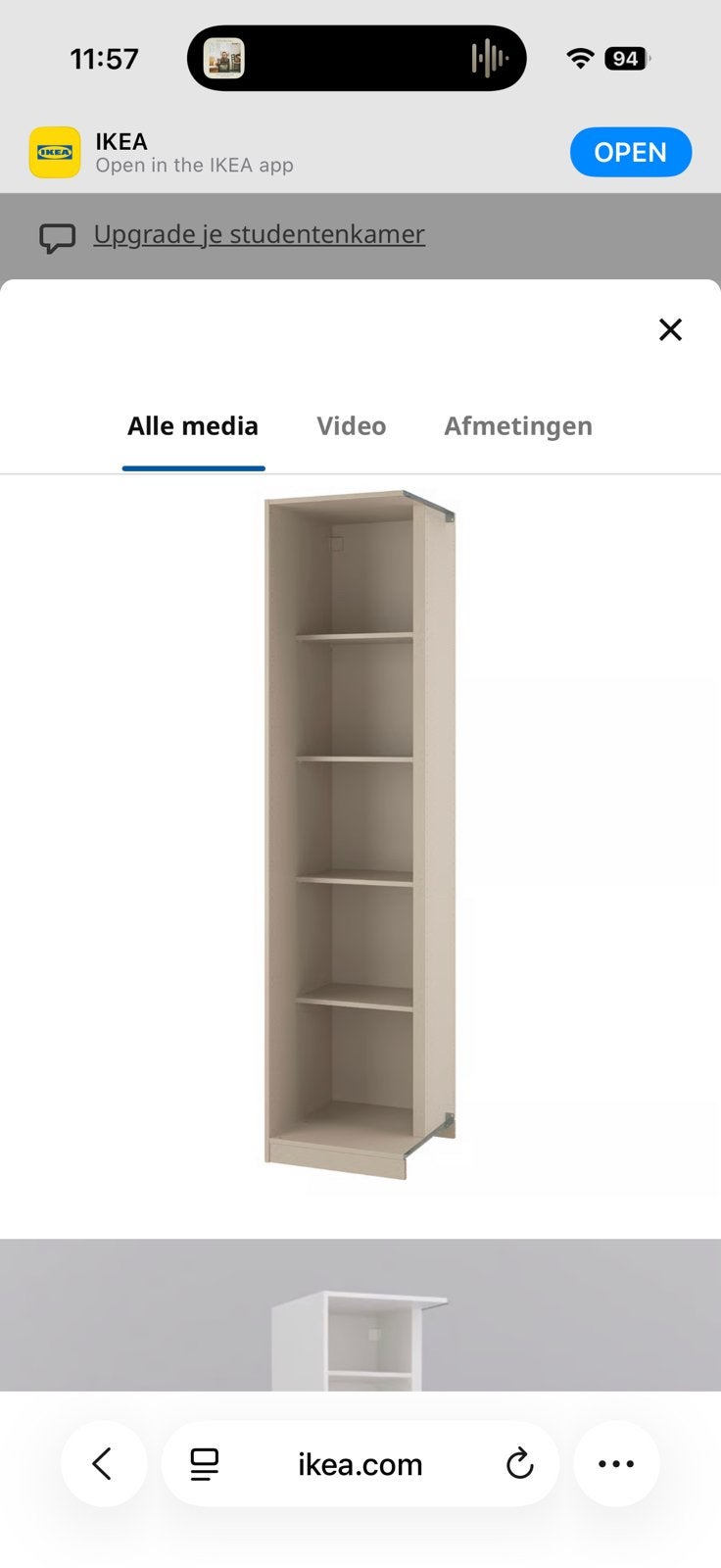 Ikea Pax hoekelement beige 52,5x58x236 (zonder deur), Ophalen, 200 cm of meer, 50 tot 100 cm, Zo goed als nieuw