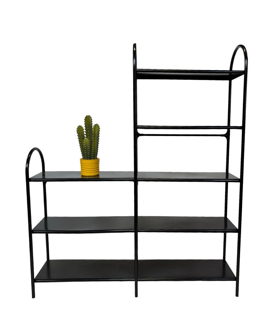 Vintage kast roomdivider staal jaren 80 zwart functioneel, Met plank(en), Gebruikt, VIntage wandkast, Ophalen of Verzenden