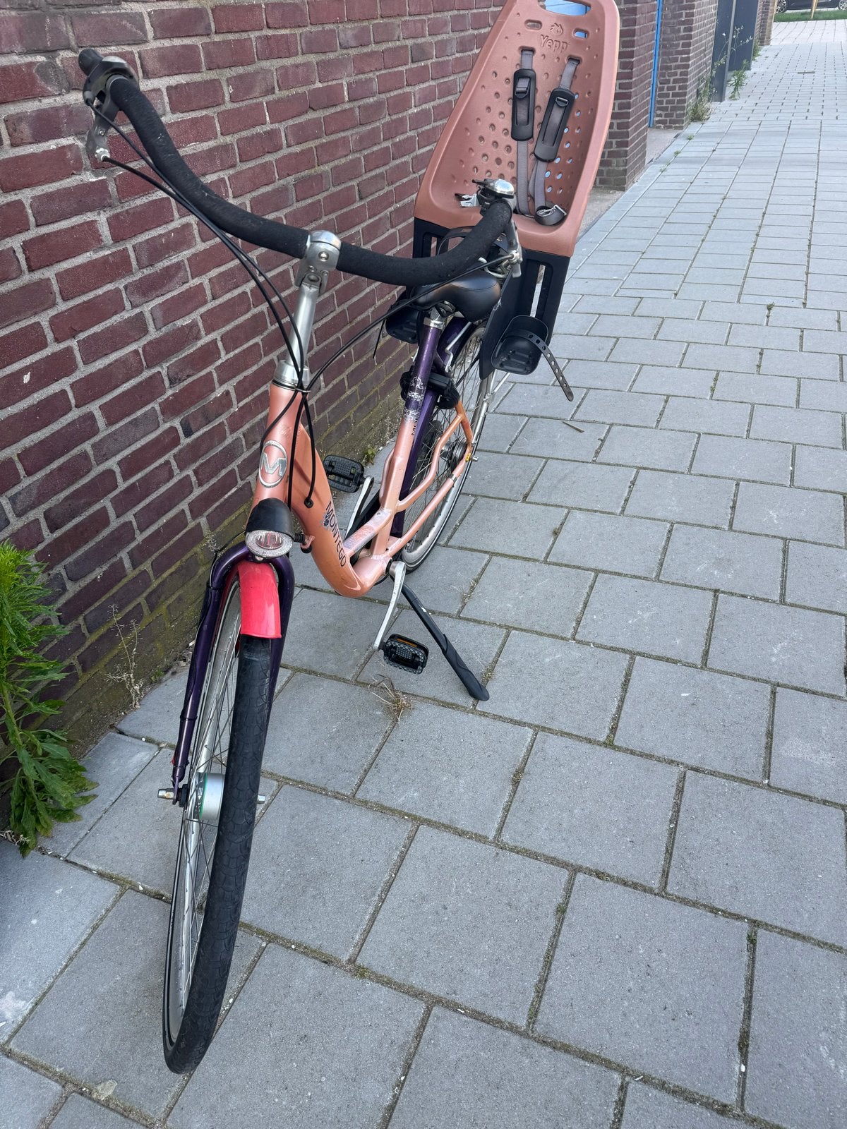 Montego damesfiets met Yepp kinderzitje, Terugtraprem, 50 tot 53 cm, Ophalen, Overige merken