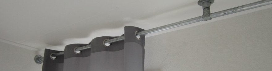 Industriële gordijnroede set 240cm- Grijs metaal stijgerbuis, Ophalen, Gebruikt, Metaal, Gordijn