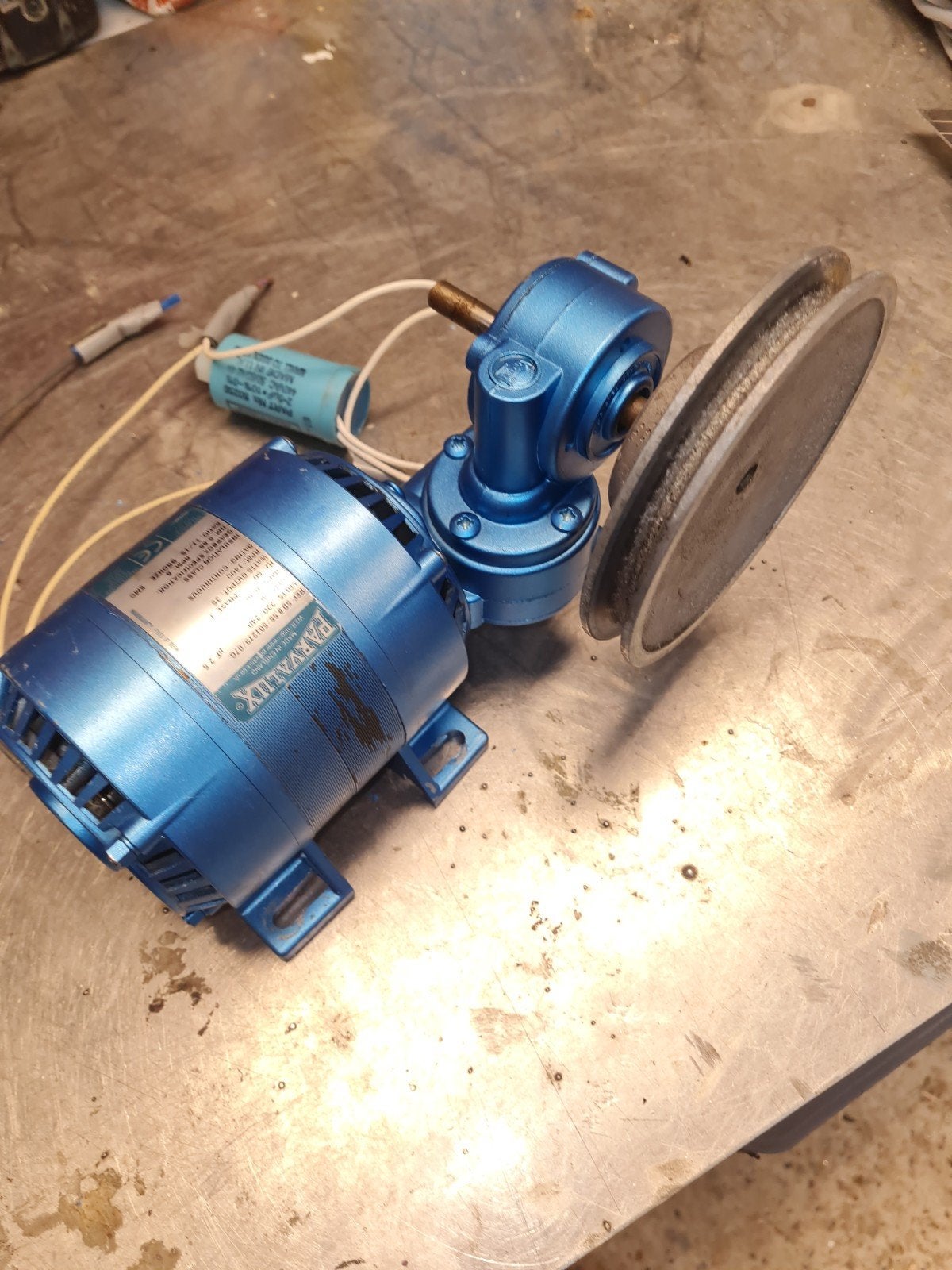 Parvalux SD 8.5S Motor met Reductiekast en Poelie, Ophalen of Verzenden, Gebruikt