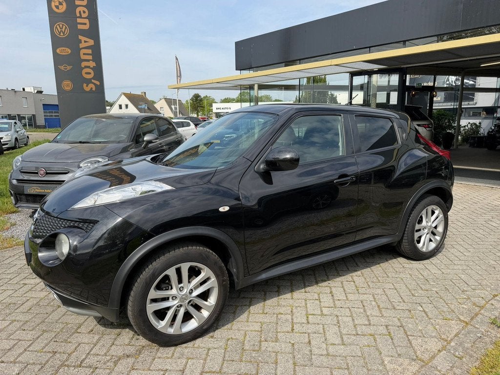 Nissan Juke 1.6 Tekna|Cam|T-haak|Leder, Auto's, Nissan, Euro 5, Zwart, 4 cilinders, Bedrijf