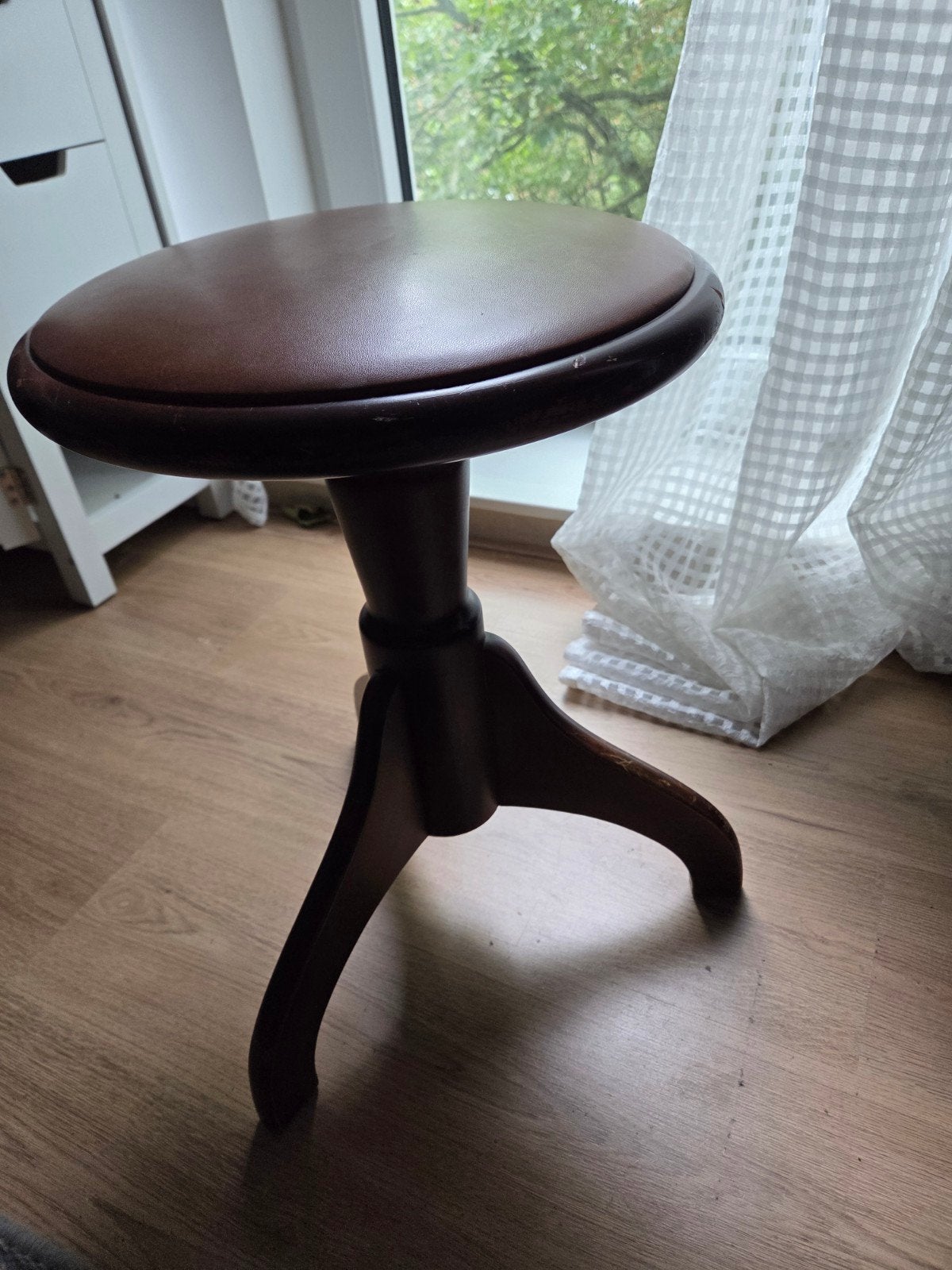 Pianokruk - Hout met leren zitting, Ophalen of Verzenden, Gebruikt