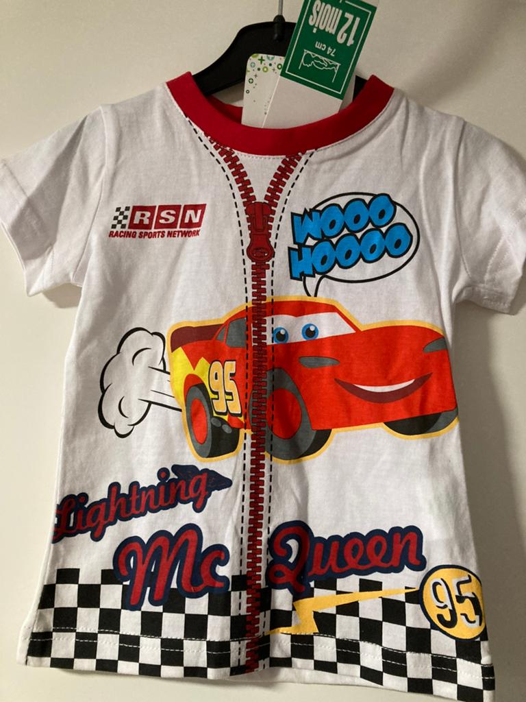 nieuw auto cars Disney Lightning McQueen Shirt Maat 74, Ophalen of Verzenden, Nieuw, Jongetje, Shirtje of Longsleeve
