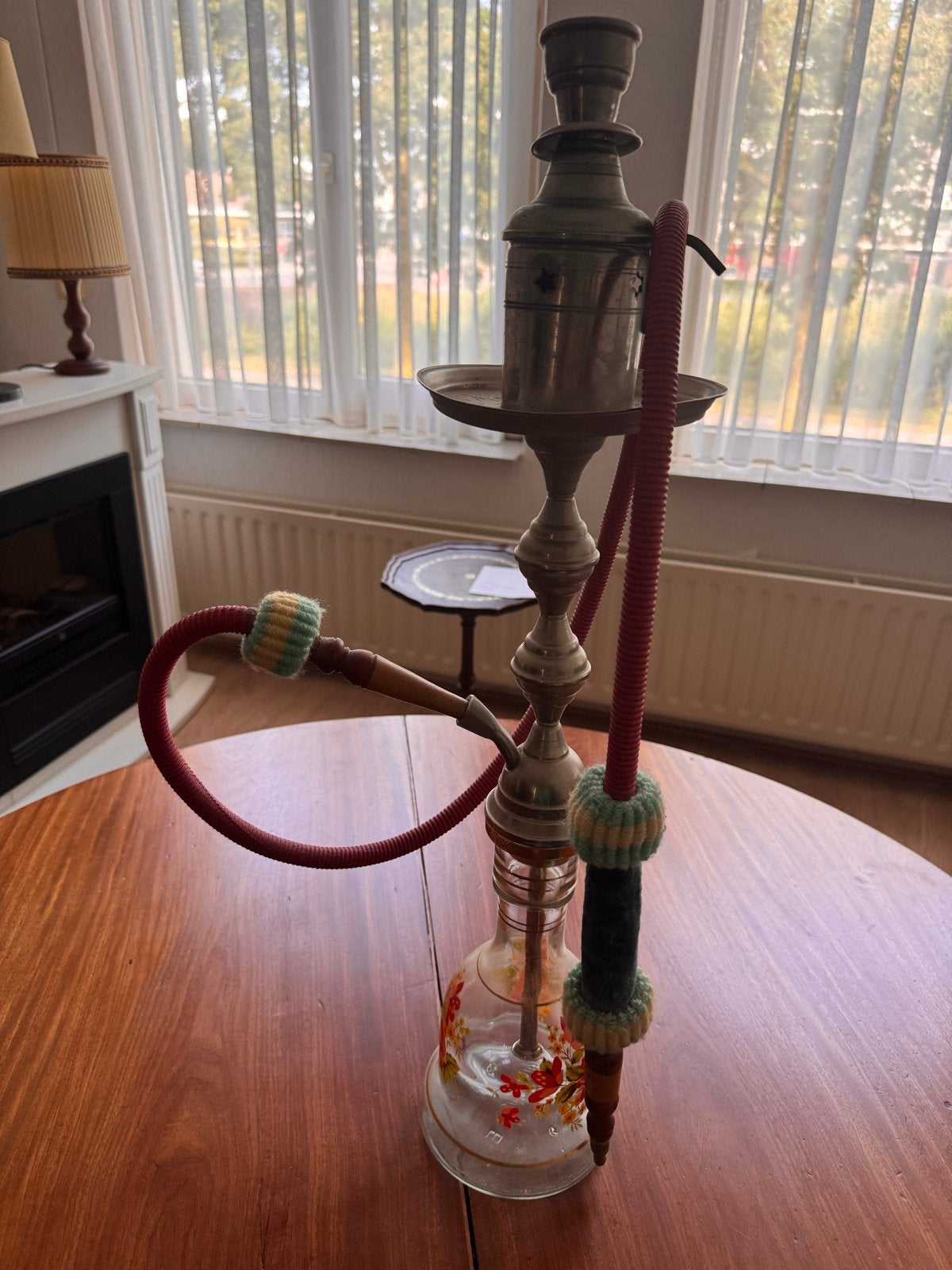 Vintage Shisha Waterpijp met Bloemmotief, Ophalen of Verzenden, Zo goed als nieuw