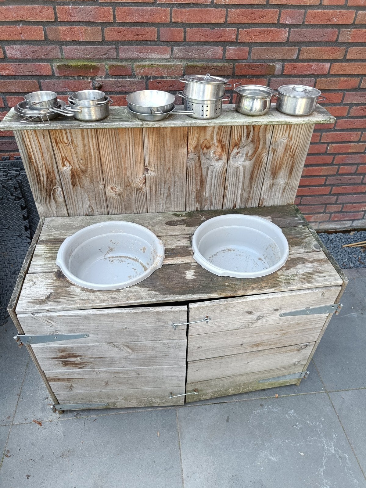 Houten buitenspeelkeuken incl pannetjes, Ophalen, Gebruikt, Hout