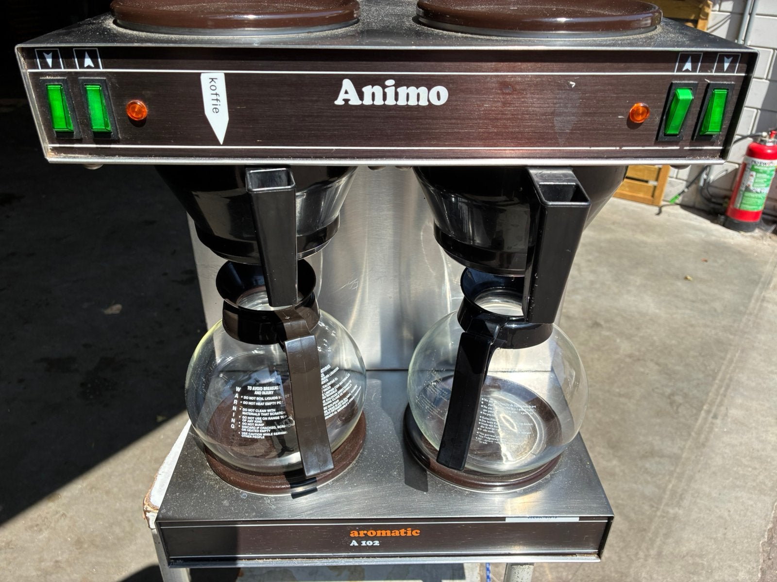 Vierdelige koffieapparaat van Animo, snelzetter, Witgoed en Apparatuur, Ophalen of Verzenden, Zo goed als nieuw, Koffiemachine