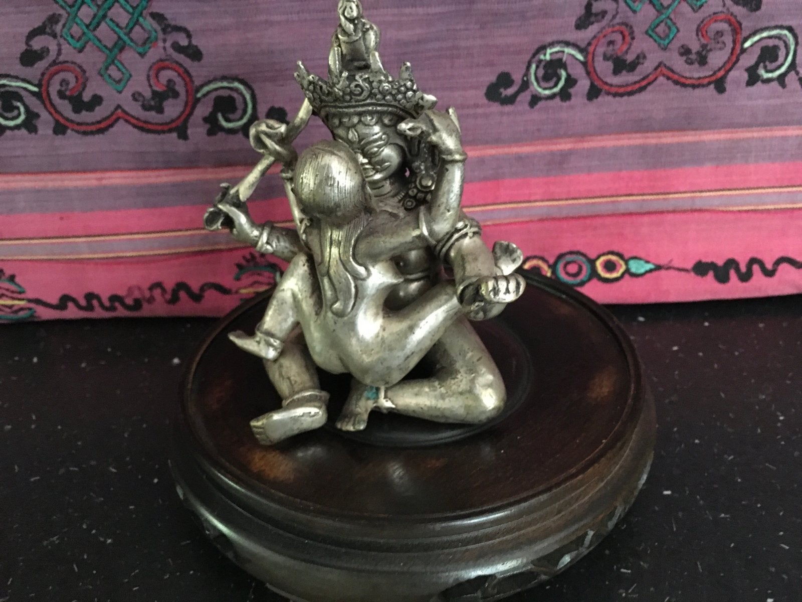 Manjushri Bodhisattva Yab Yum Beeldje - Wijsheid, Zilver, Minder dan 20 cm, Ophalen of Verzenden, Handgemaakt