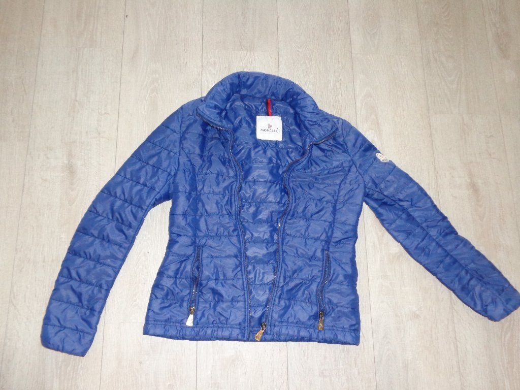 blauwe dames tussenjas van Moncler, maat S, Ophalen of Verzenden, Zo goed als nieuw, Maat 36 (S), Blauw