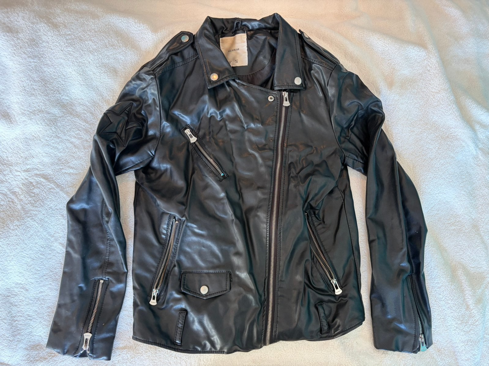 Leren jas dames pull & bear, Verzenden, Zo goed als nieuw, Maat 38/40 (M), Zwart