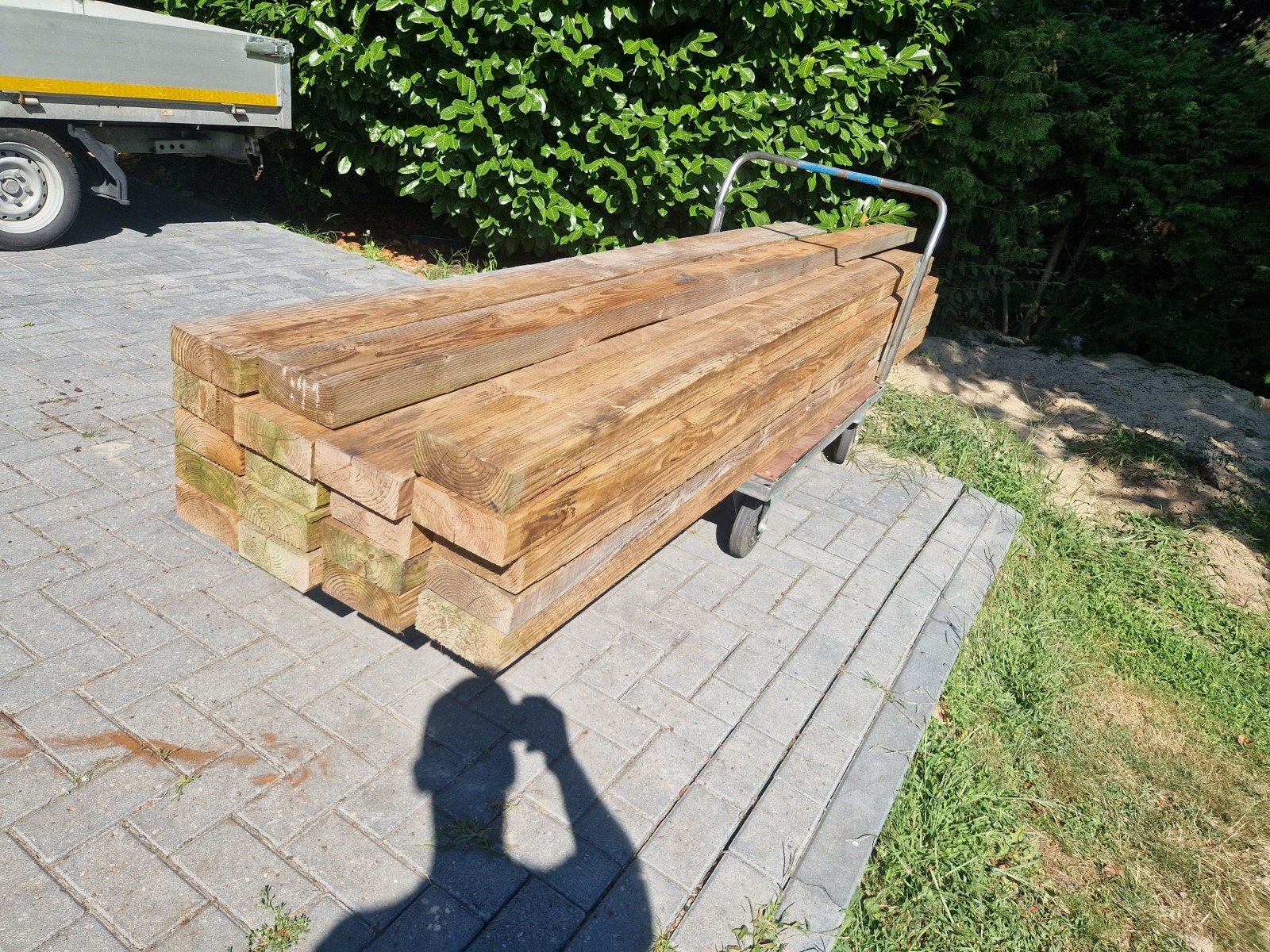 Douglas balken 70x170 mm - 18x 3m, 1x 4m - Nieuw verweerd, Ophalen