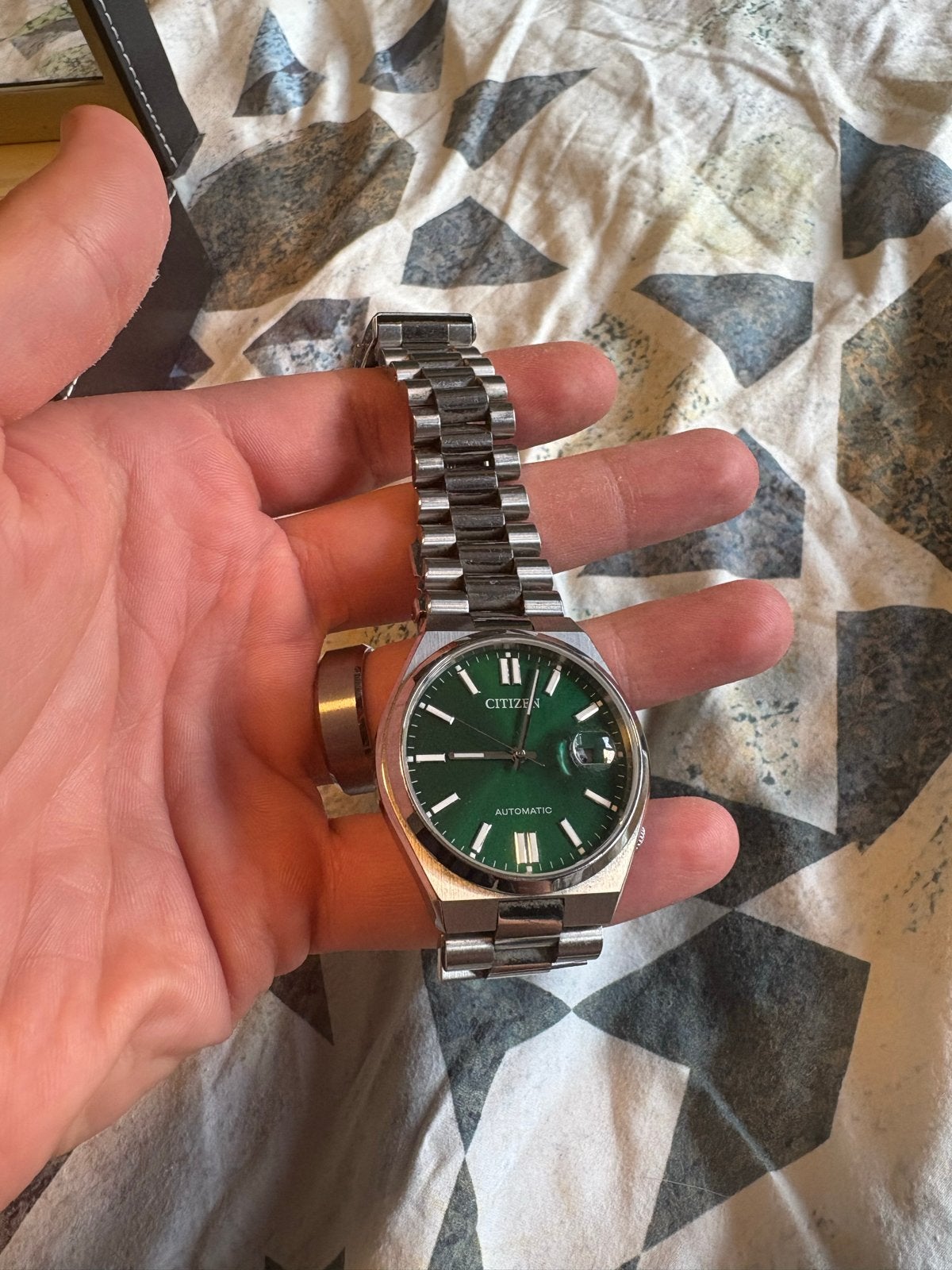 Citizen Tsuyosa Automatic horloge met groene wijzerplaat, Ophalen, Staal, Zo goed als nieuw, Polshorloge