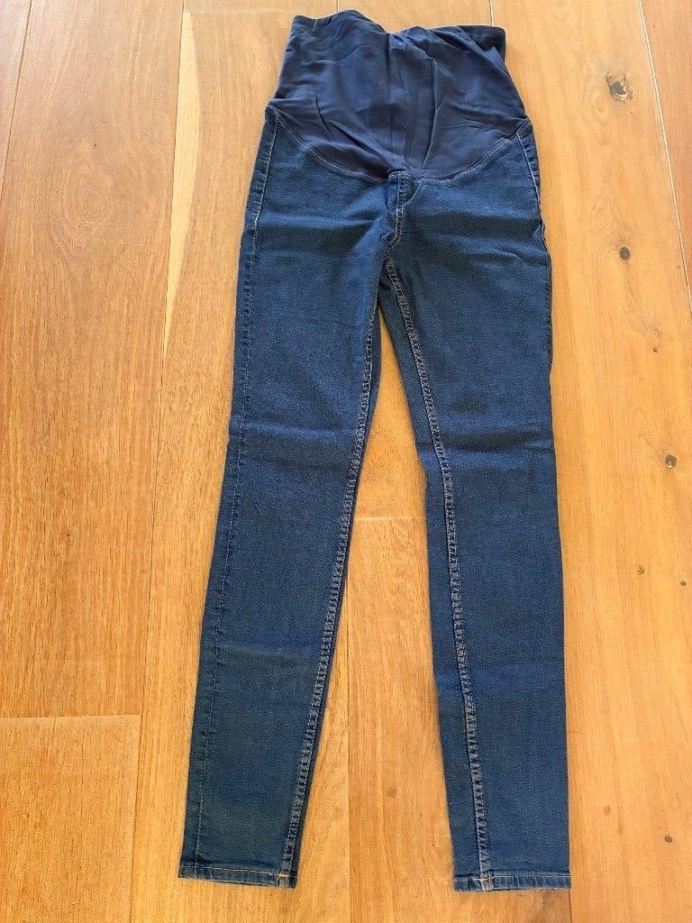 Zwangerschapsbroek denim  stretch maat 36/S, Ophalen, Blauw, Zo goed als nieuw, Maat 36 (S)
