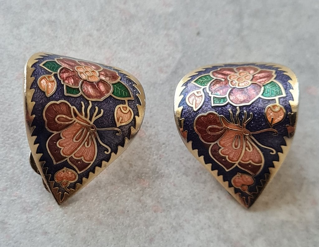 Mooie cloisonne oorclips, Ophalen of Verzenden, Zo goed als nieuw, Overige materialen