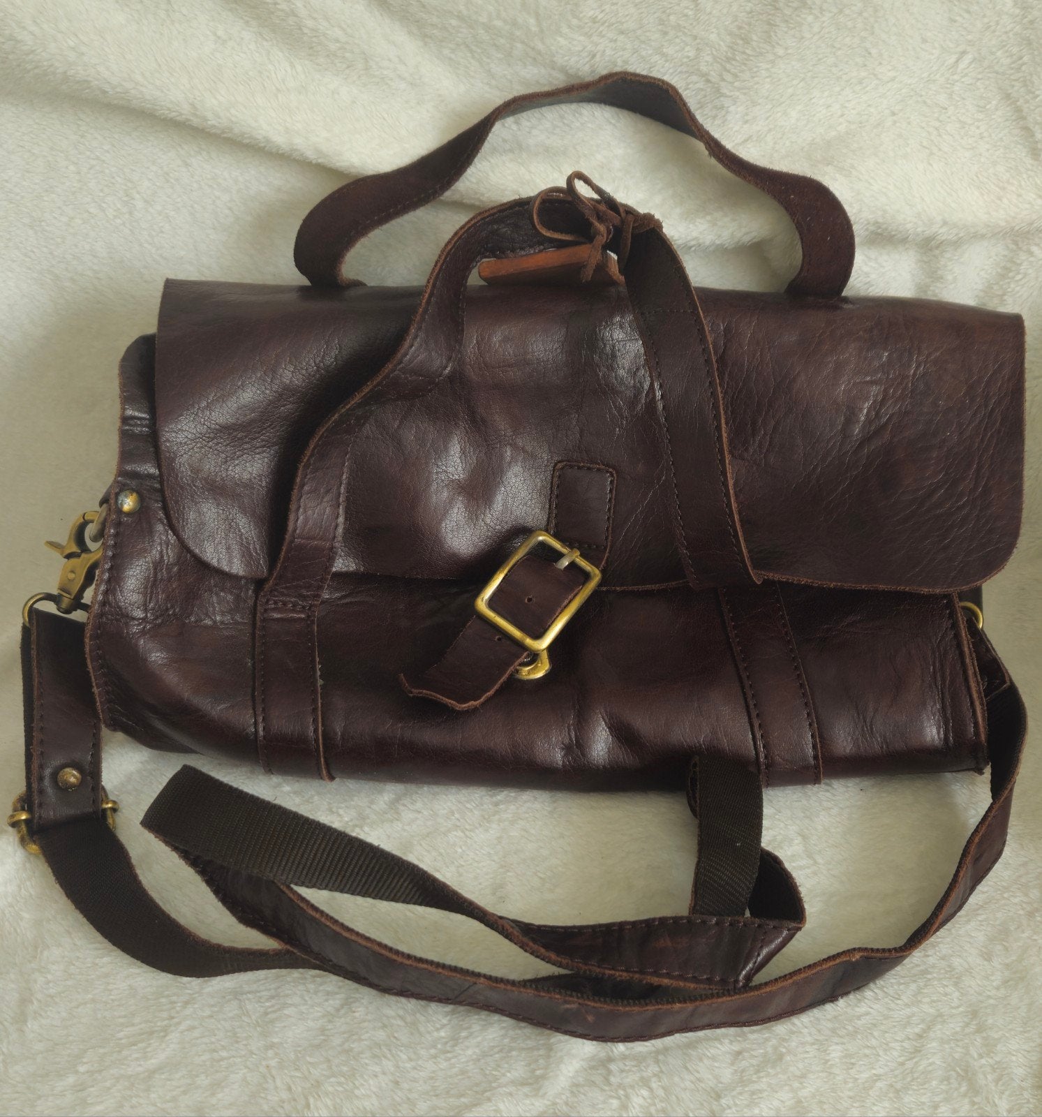 zadeltas v donkerbruin leer, Ophalen of Verzenden, Bruin, Handtas