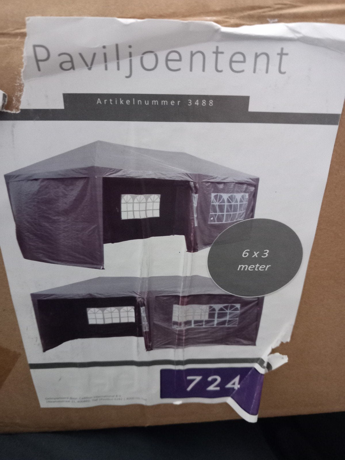 Paviljoentent 6x3 meter, Ophalen, Minder dan 4 meter, 2 meter of meer, Zo goed als nieuw