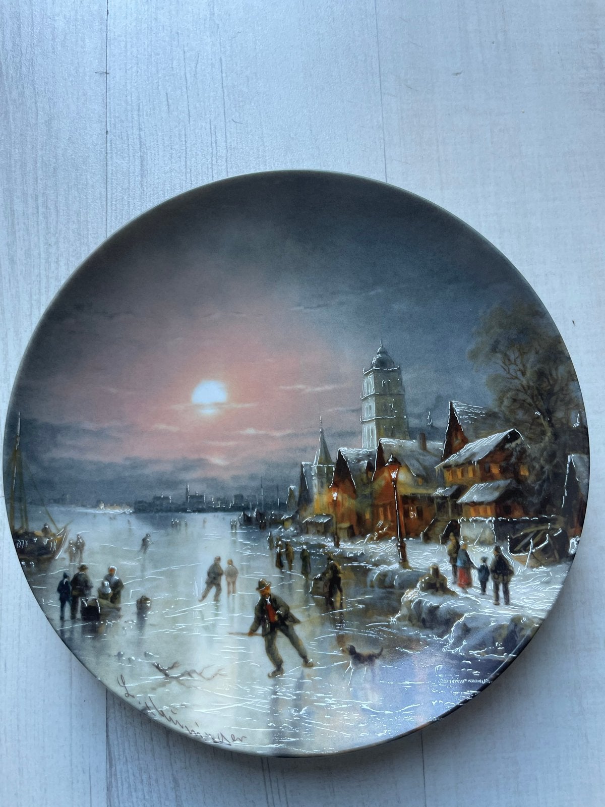 Bradex Wandbord "Eisläufer in der Abendsonne" Fürstenberg, Ophalen of Verzenden
