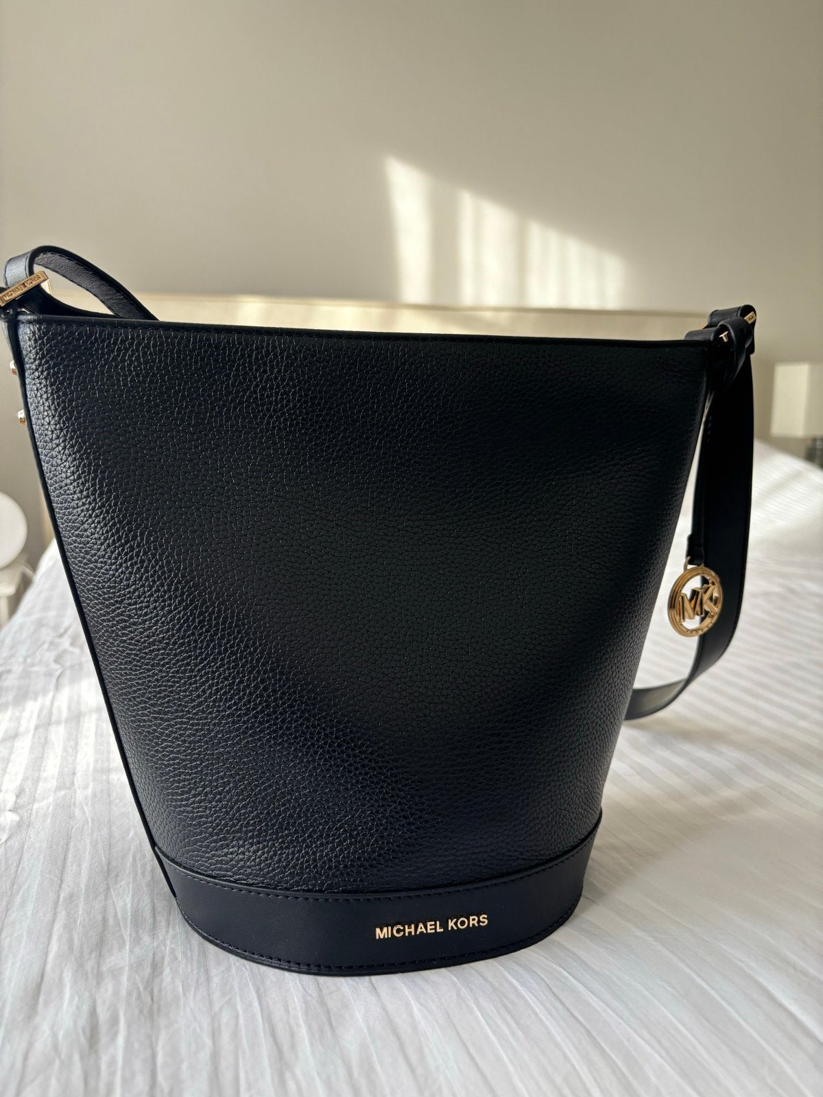 Michael Kors Townsend Emmer Tas Zwart Leer, Ophalen of Verzenden, Nieuw, Zwart, Schoudertasje