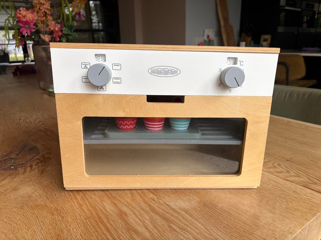 Mamamemo Houten Oven met Cupcakes Speelgoed, Ophalen, Gebruikt, Meubelstuk of Keukentje