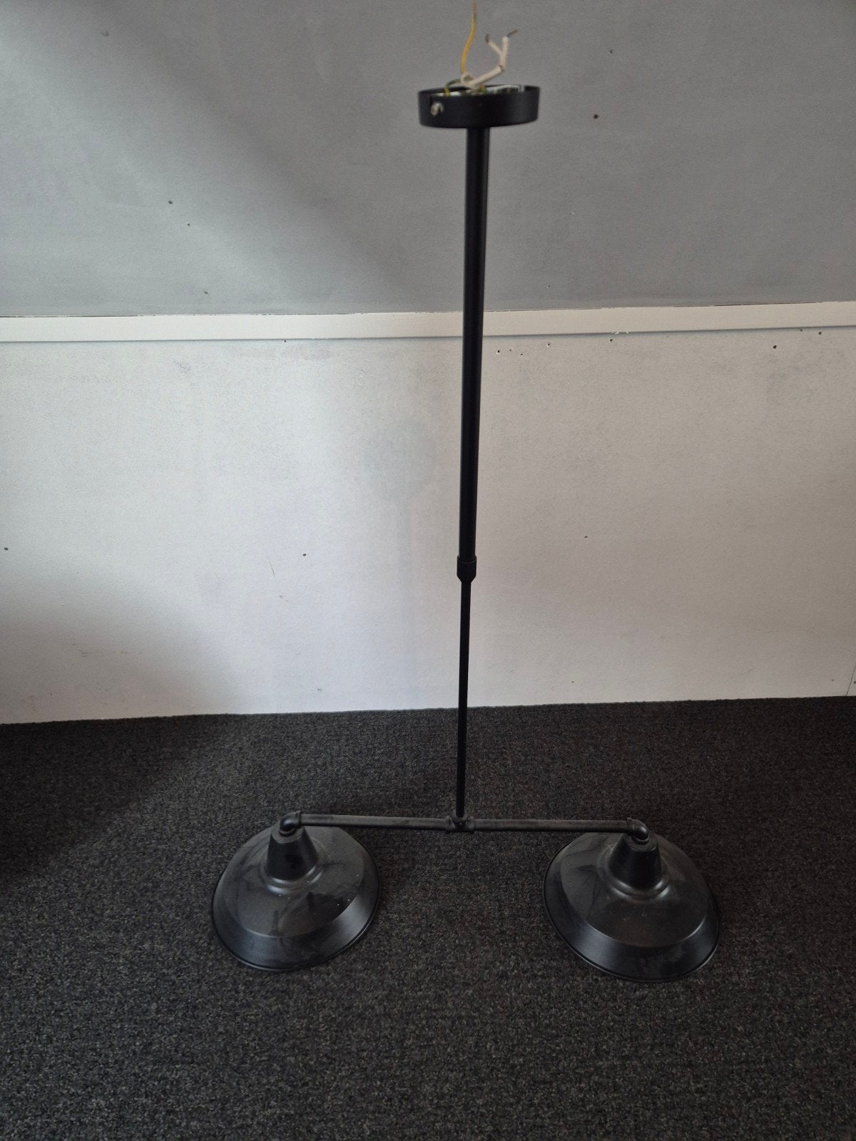 Karwei Hanglamp Ivar - Zwart, 2x E27 fitting, Huis en Inrichting, Ophalen, Gebruikt, Metaal, E27 (groot)
