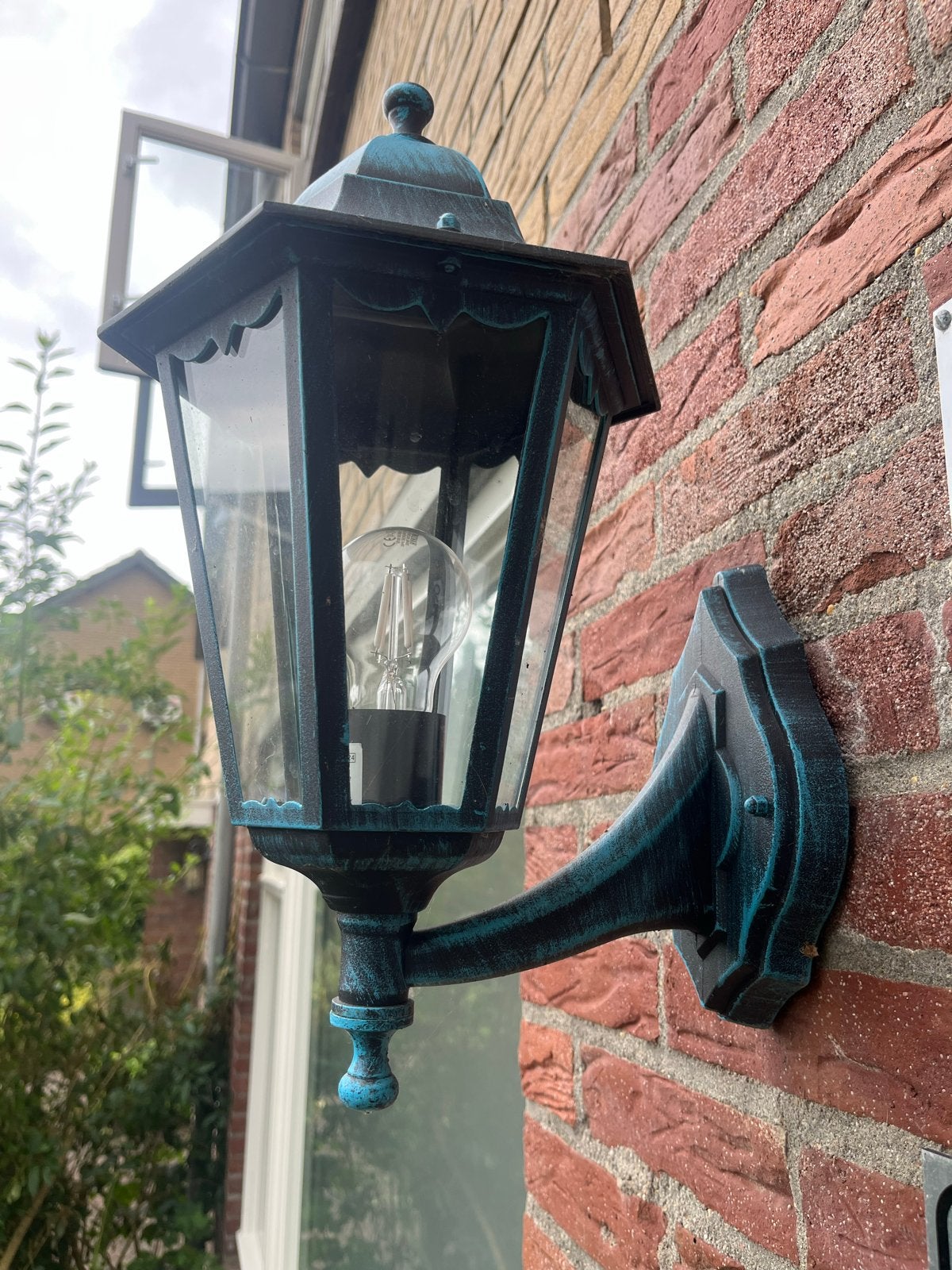 Buitenwandlamp - Groen/Zwart, Ophalen, Gebruikt, Geschikt voor buiten, Meerkleurig