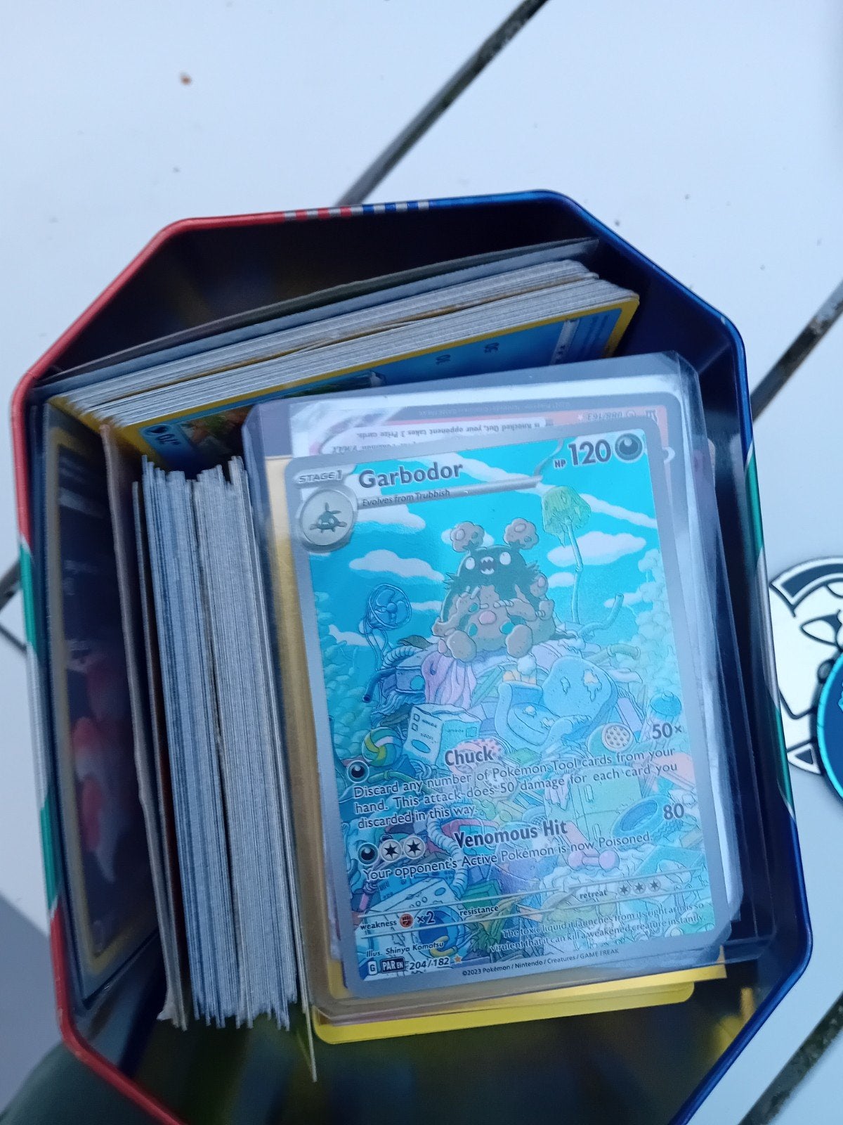 Pokémon Kaarten Verzameling in Tin Box, Hobby en Vrije tijd, Verzamelkaartspellen | Pokémon, Ophalen of Verzenden, Gebruikt, Meerdere kaarten
