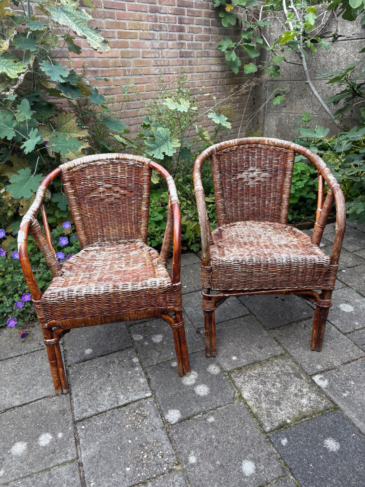 Twee rieten stoeltjes, Ophalen, Gebruikt, Rotan