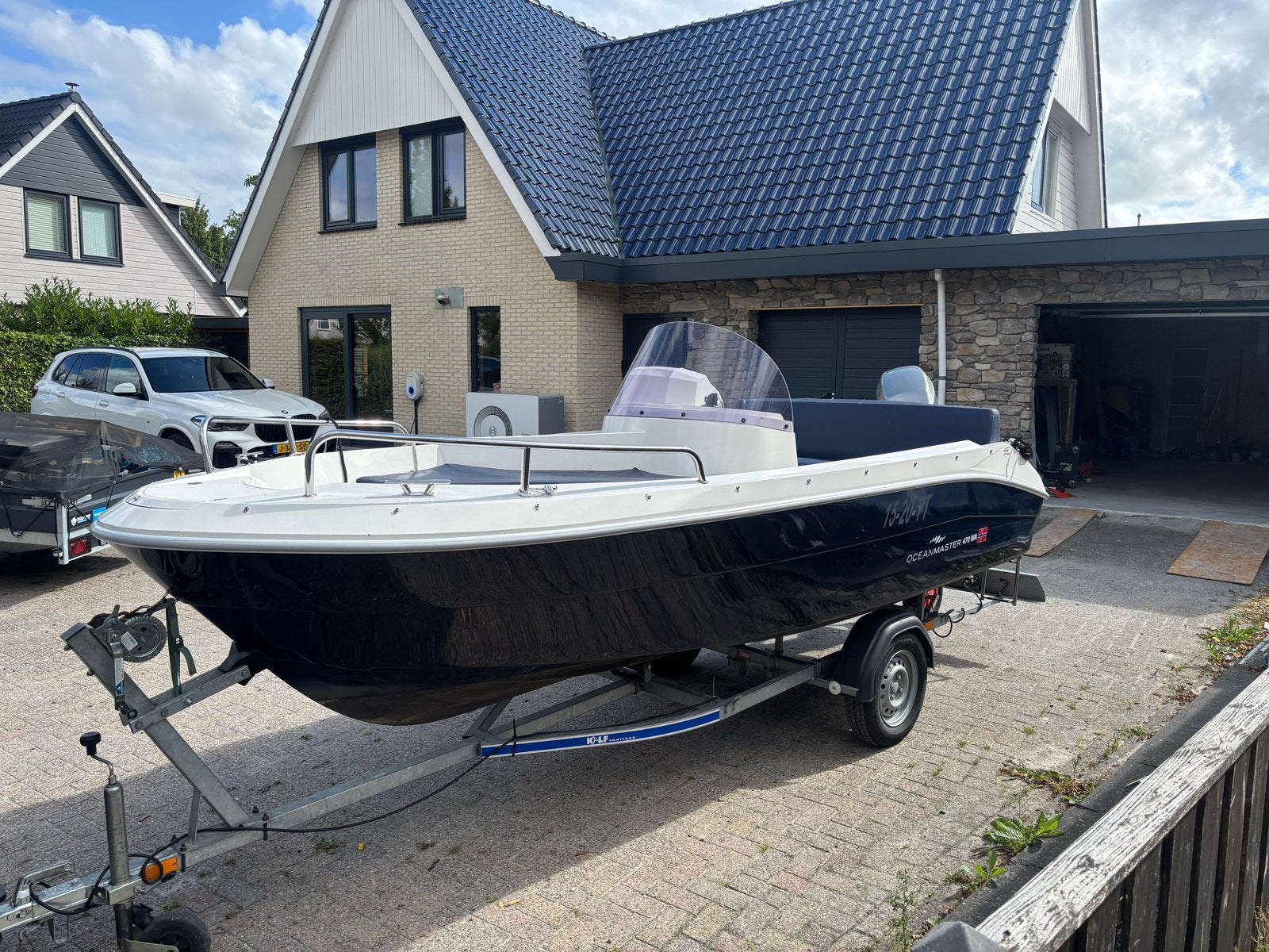 Ocean Master 470 WA - Complete set met Mariner 50pk, Watersport en Boten, Benzine, Overige merken, Gebruikt, Buitenboordmotor