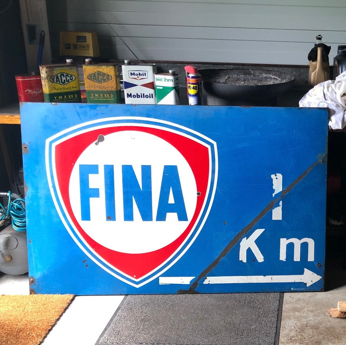 Groot emaille fina reclamebord, Ophalen, Zo goed als nieuw, Reclamebord