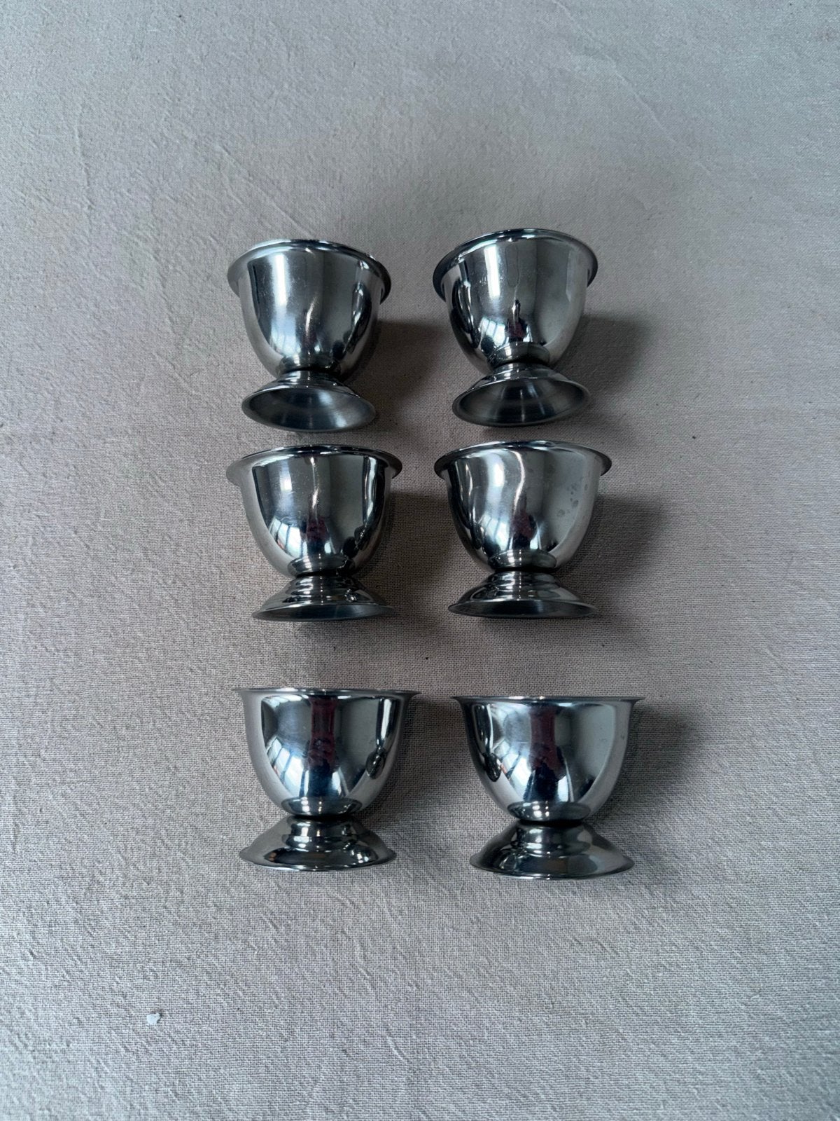 Set van 6 RVS Eierdopjes - Nieuw, Ophalen, Zilver, Metaal, Overige typen