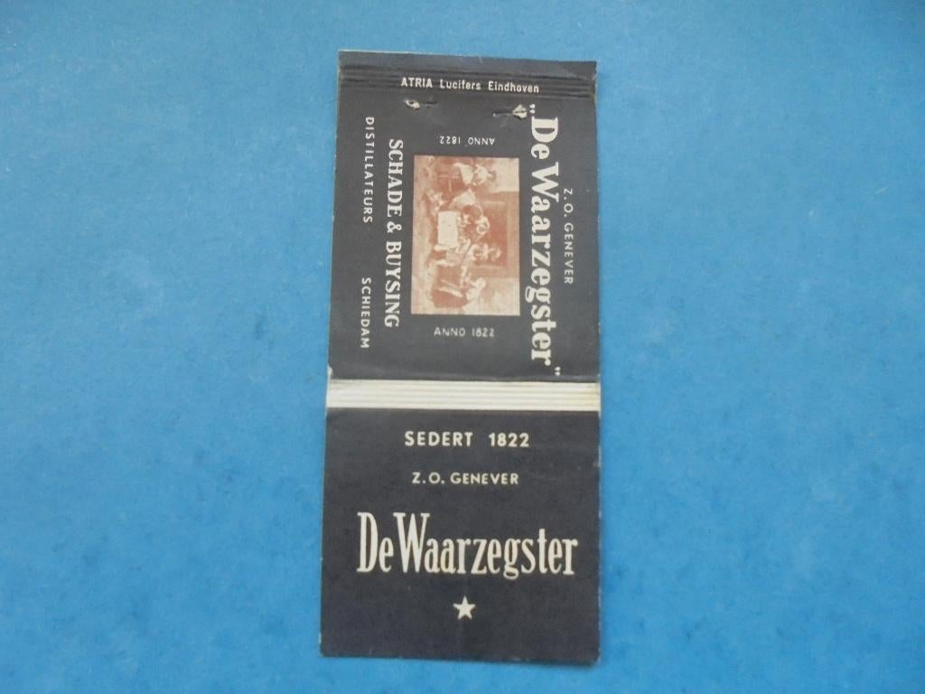 Oud lucifermerk distillateur Schade & Buysing SCHIEDAM 1822, Ophalen of Verzenden, Zo goed als nieuw, Luciferdoosjes of -merken
