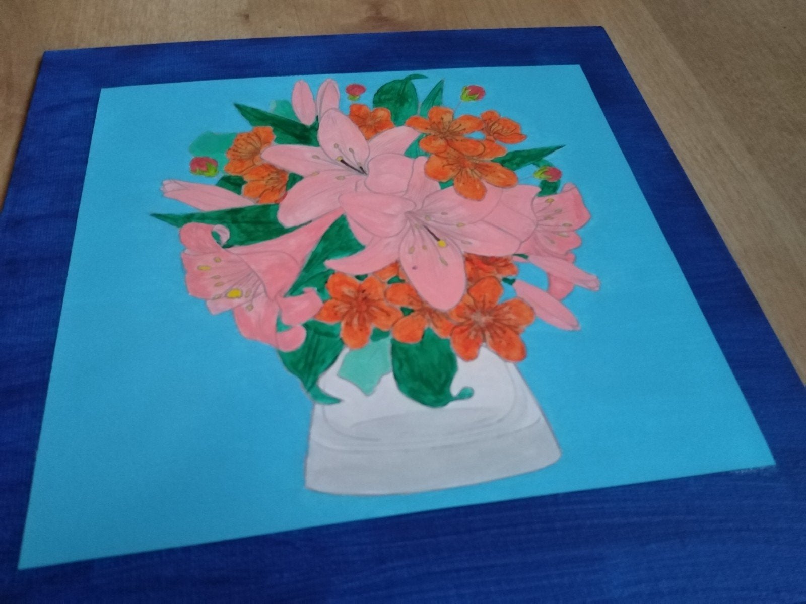 Geschilderde canvas met bloemen, Minder dan 50 cm, Nieuw, Ophalen of Verzenden, Schilderij