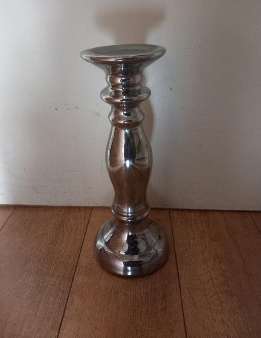 Intratuin Zilverlook kandelaar 38cm hoog mierlo, Ophalen of Verzenden, Overige materialen