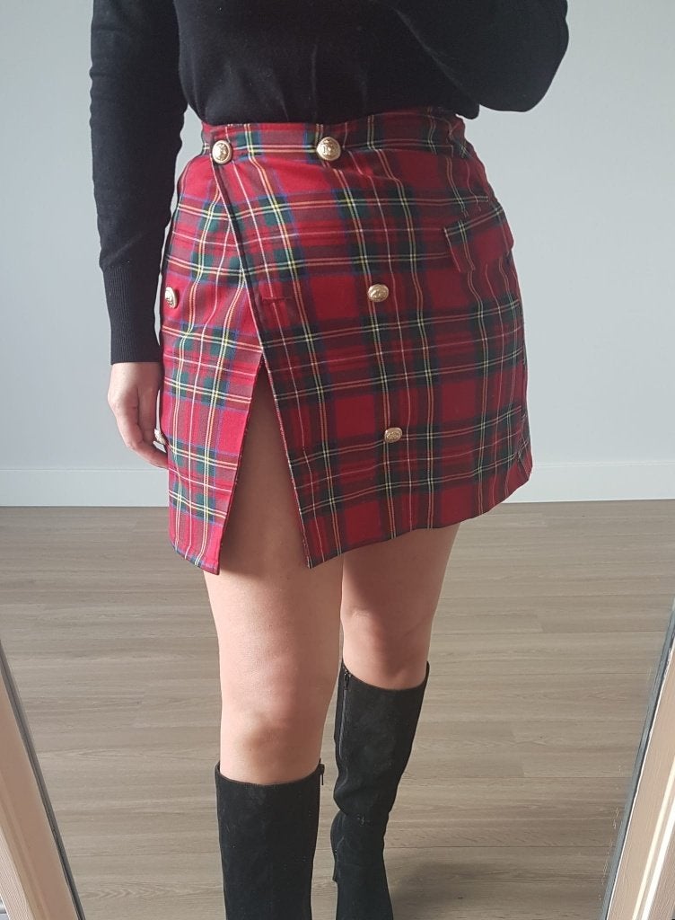 Geruite mini-rok met gouden knopen M - Nieuw met Kaartje, Maat 38/40 (M), Meerkleurig, Nieuw, Ophalen of Verzenden