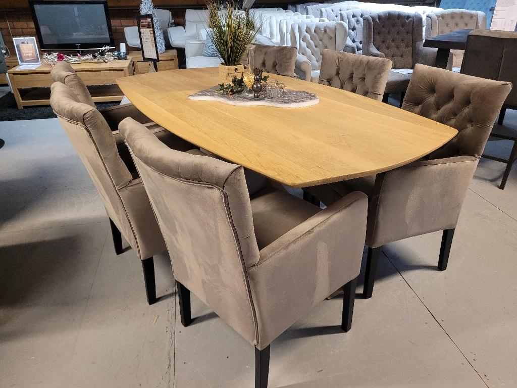 *VOORRAAD* 6 Landelijke Eetkamerstoel Bianca Stof Taupe (2), Huis en Inrichting, Stoelen, Nieuw, Vijf, Zes of meer stoelen, Stof