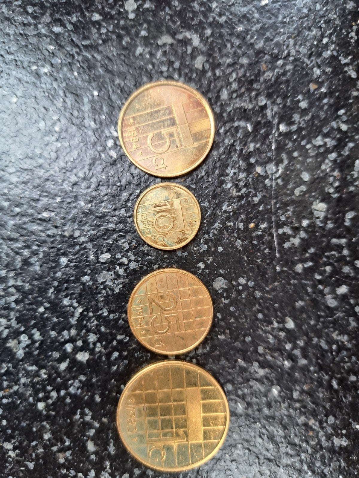 Nederlandse munten: 5, 10, 25 cent (1984) en 1 gulden, Ophalen of Verzenden