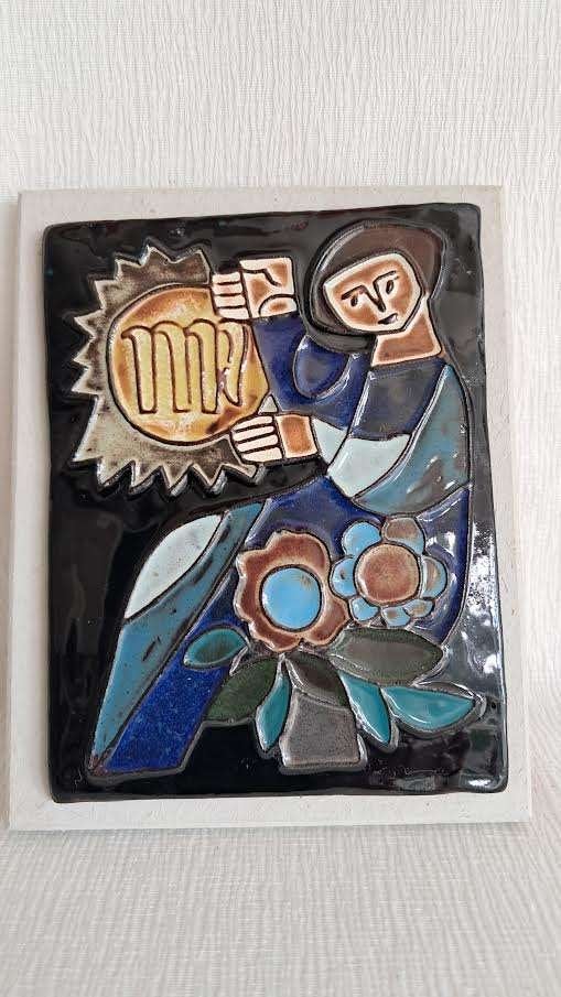 Vintage Keramische Wandtegel Maagd Henk Potters Oisterwijk, Ophalen of Verzenden